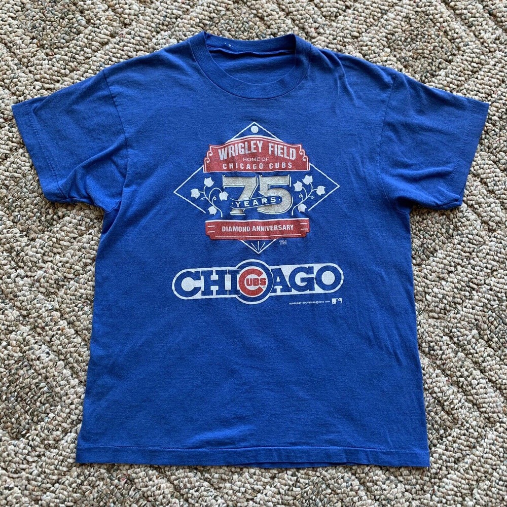 Chicago Cubs Wrigley Field 75 Anniversary T-Shirt Men's Size L Vtg 1989